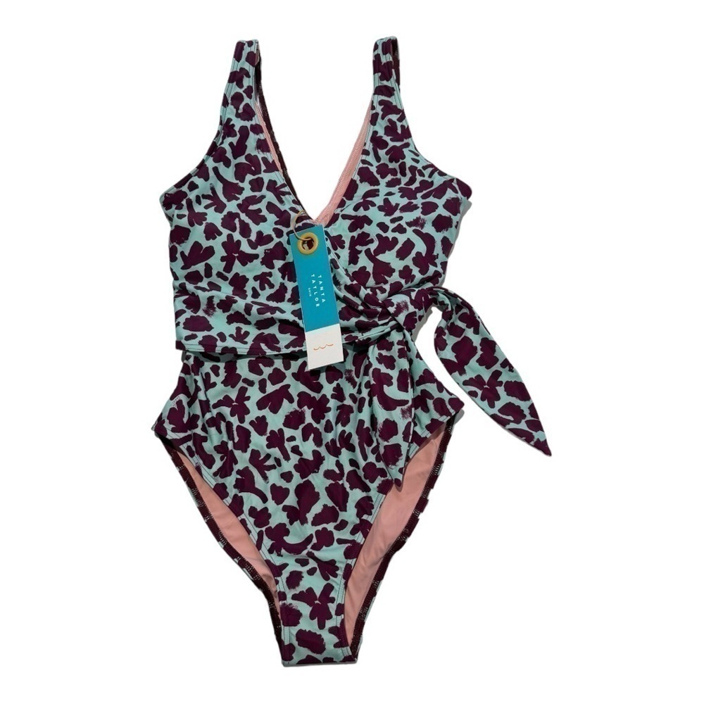 Tanya Taylor Kelly One-Piece Swimsuit, Brushstroke Coral, Size Small